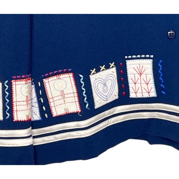 Draper’s & Damons 3X Jacket blouse Button front Embroidered Patchwork long sleev - Picture 3 of 14